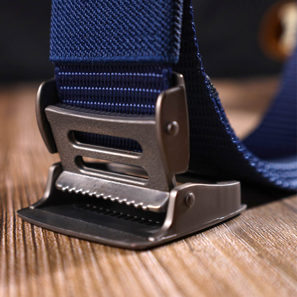 Надійний чоловічий ремінь із металевою пряжкою з текстилю Vintage Синій