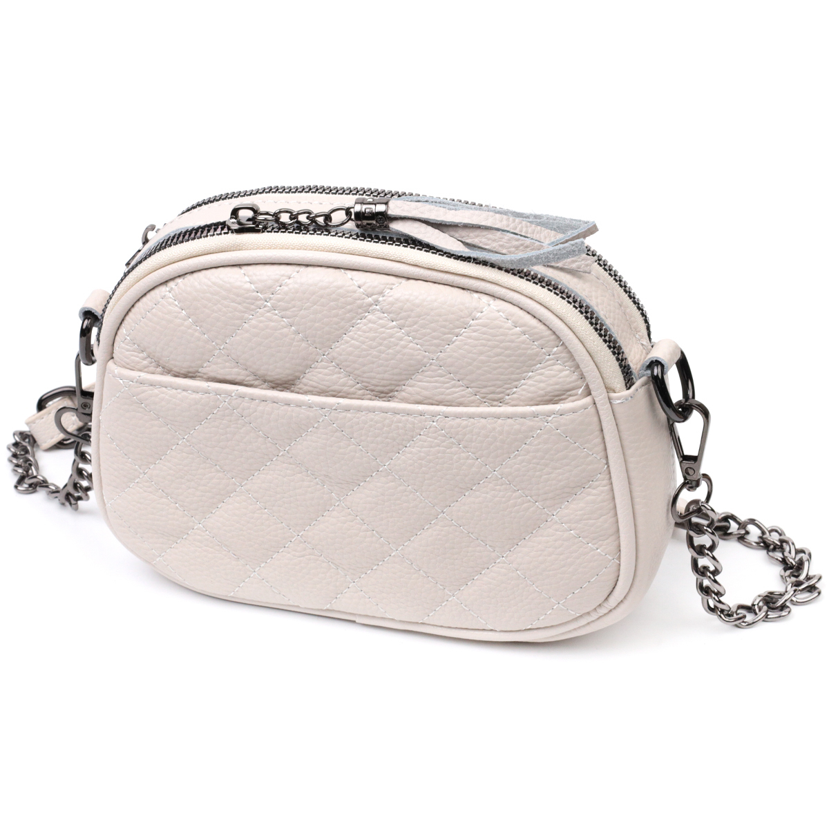 Жіноча стьобана сумка з м'якої натуральної шкіри Vintage Біла