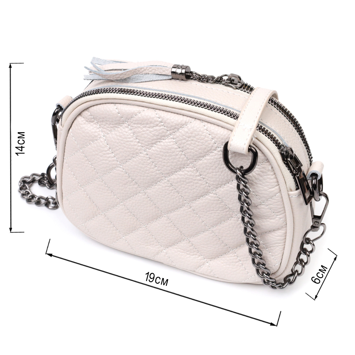 Жіноча стьобана сумка з м'якої натуральної шкіри Vintage Біла