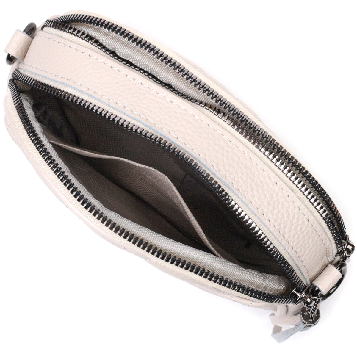 Жіноча стьобана сумка з м'якої натуральної шкіри Vintage Біла