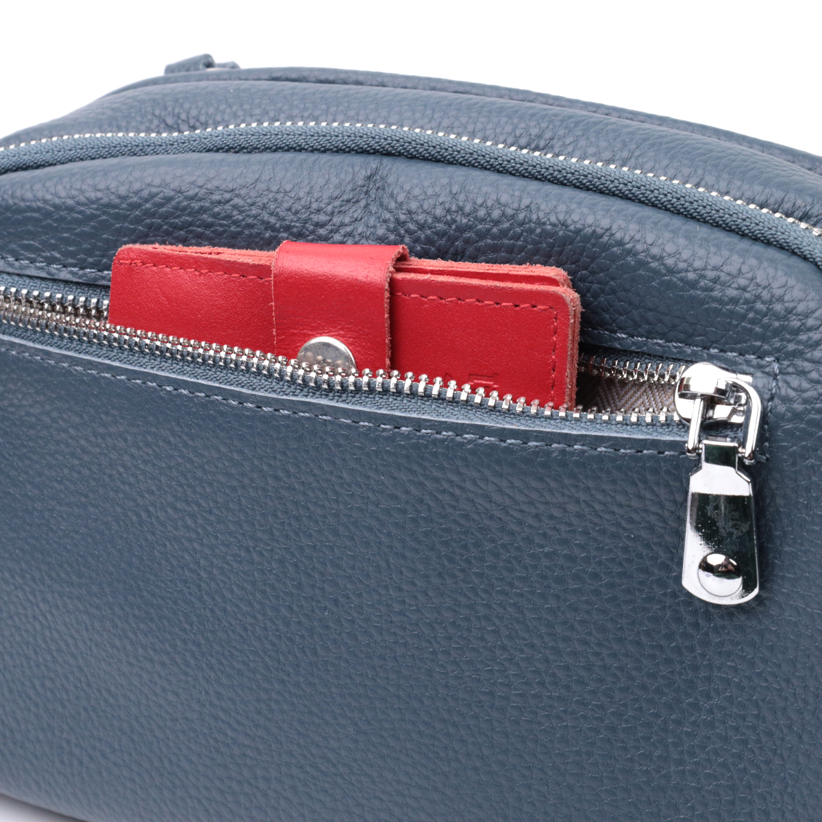 Відмінна сумка на кожен день із двома відділеннями з натуральної шкіри Vintage Синя