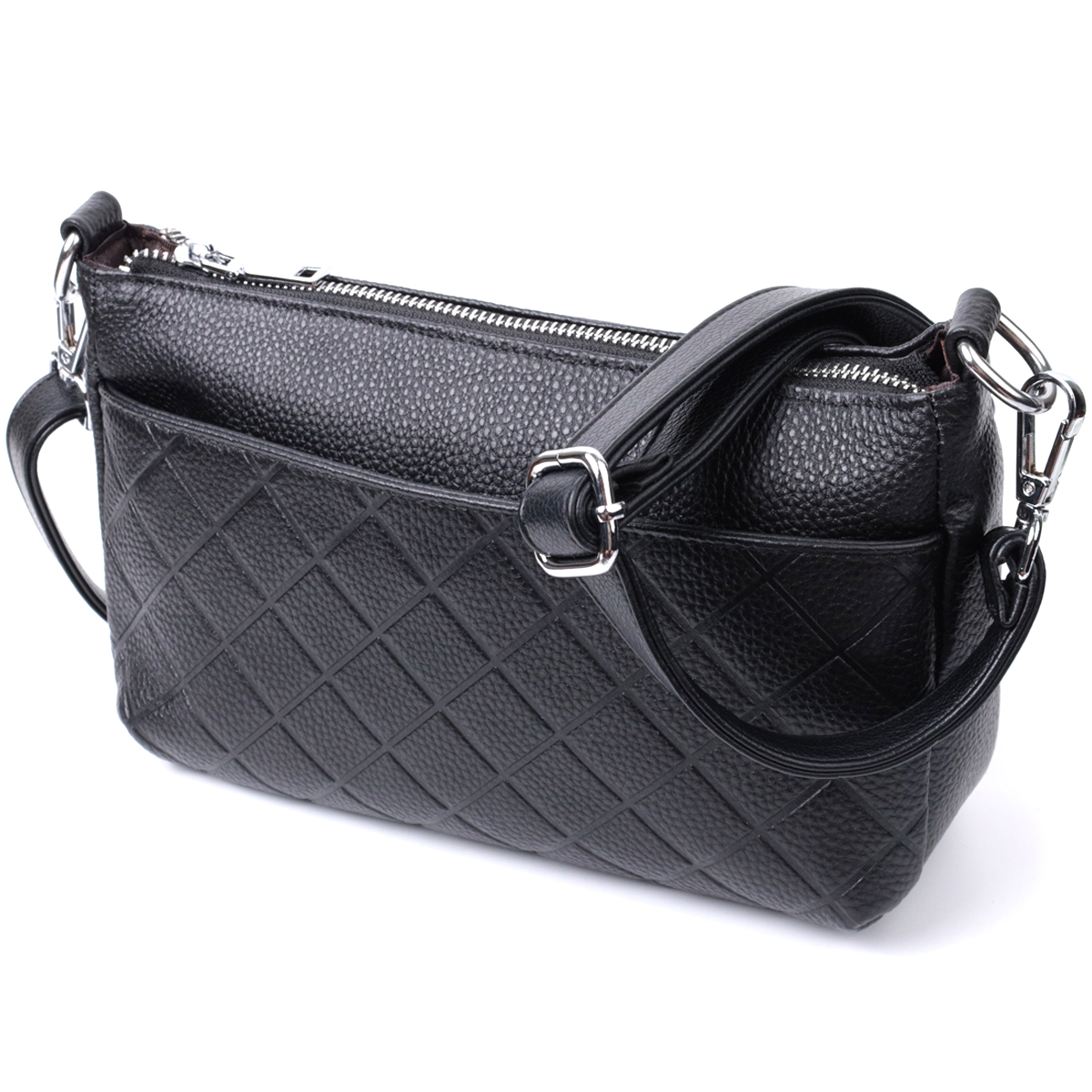 Елегантна сумка для жінок на три відділення з натуральної шкіри Vintage Чорний