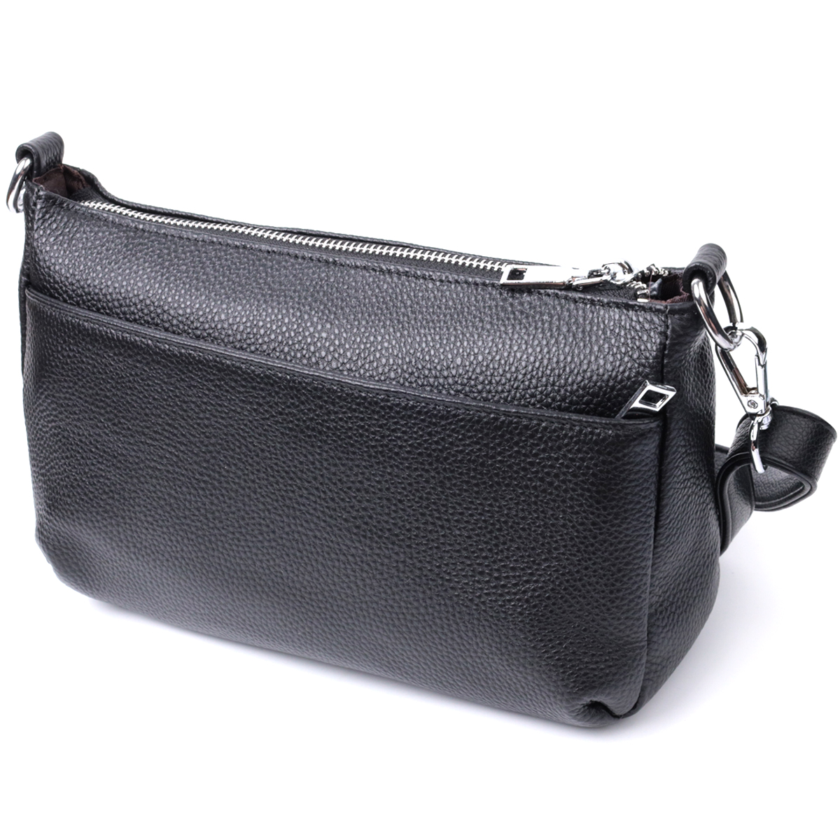 Елегантна сумка для жінок на три відділення з натуральної шкіри Vintage Чорний