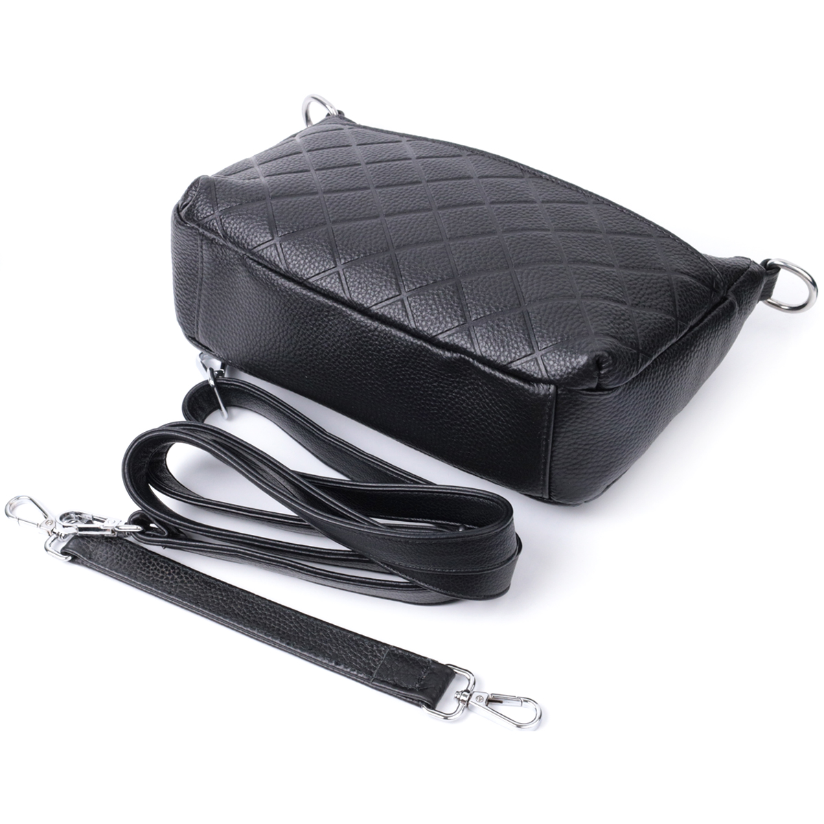 Елегантна сумка для жінок на три відділення з натуральної шкіри Vintage Чорний