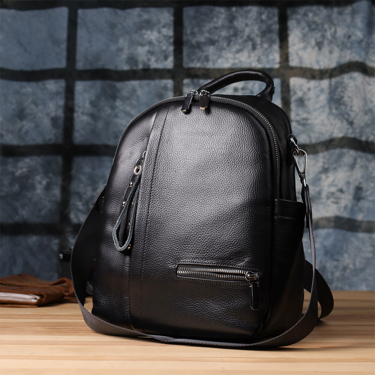 Женский рюкзак из натуральной кожи Vintage Черный