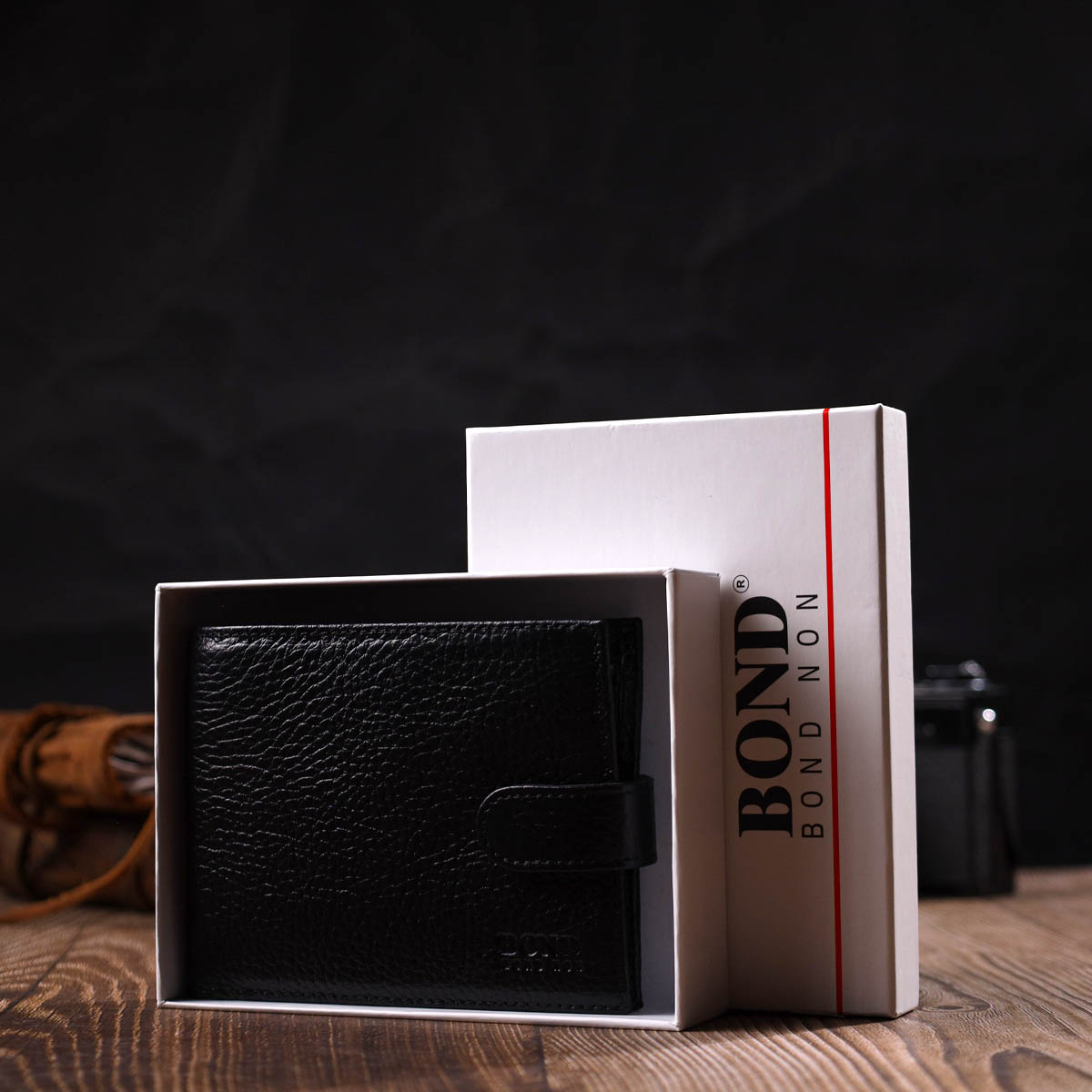 Гаманець для чоловіків з натуральної шкіри BOND Чорний