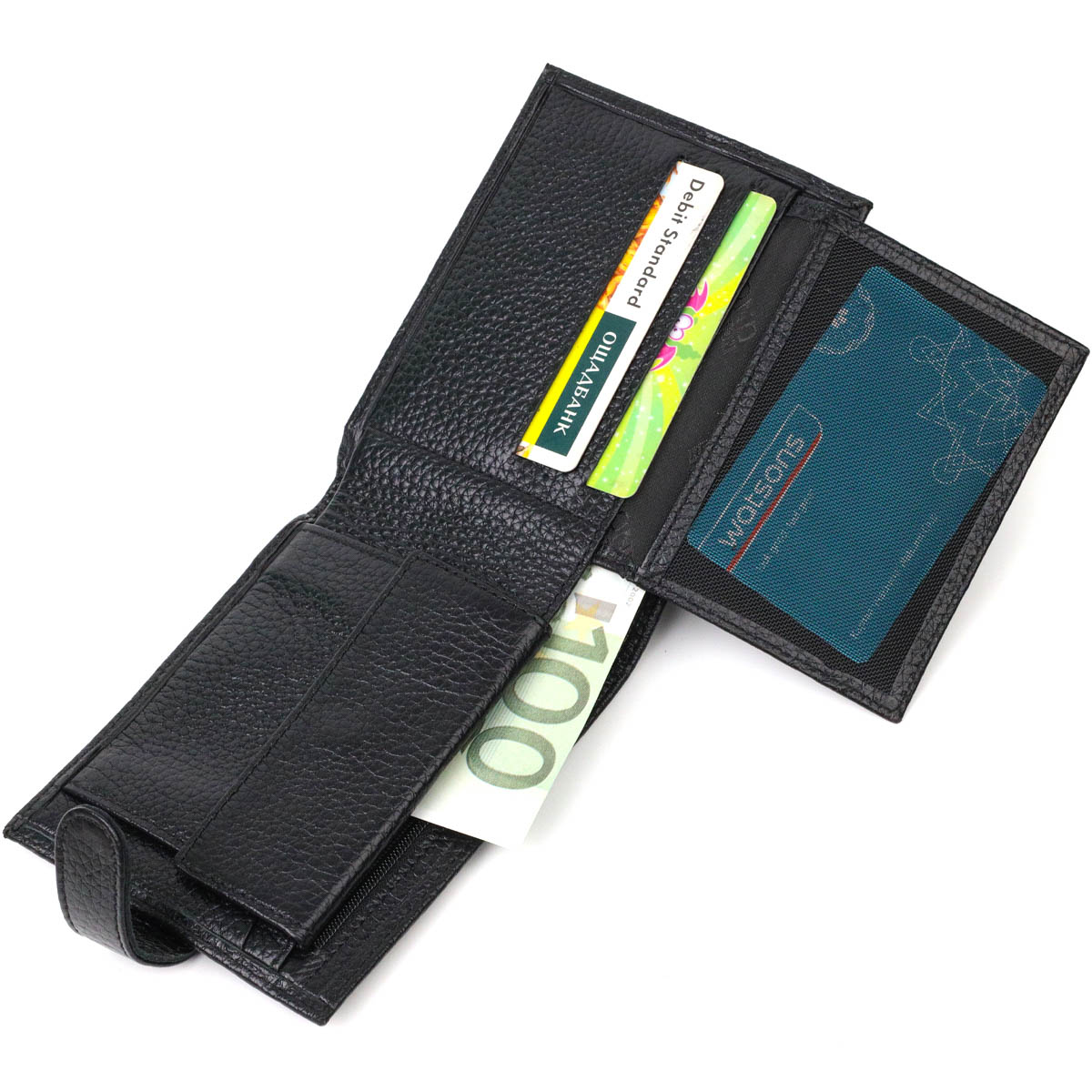 Гаманець для чоловіків з натуральної шкіри BOND Чорний