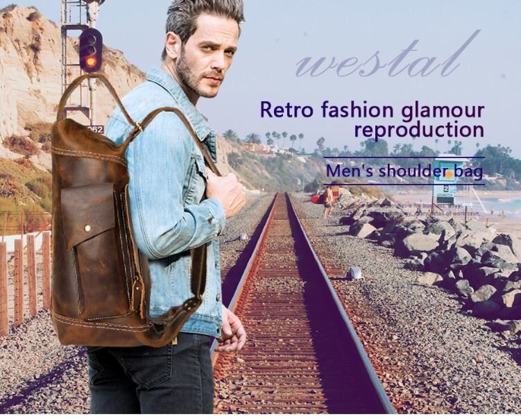 Чоловіча вінтажна сумка через плече Vintage Коричнева