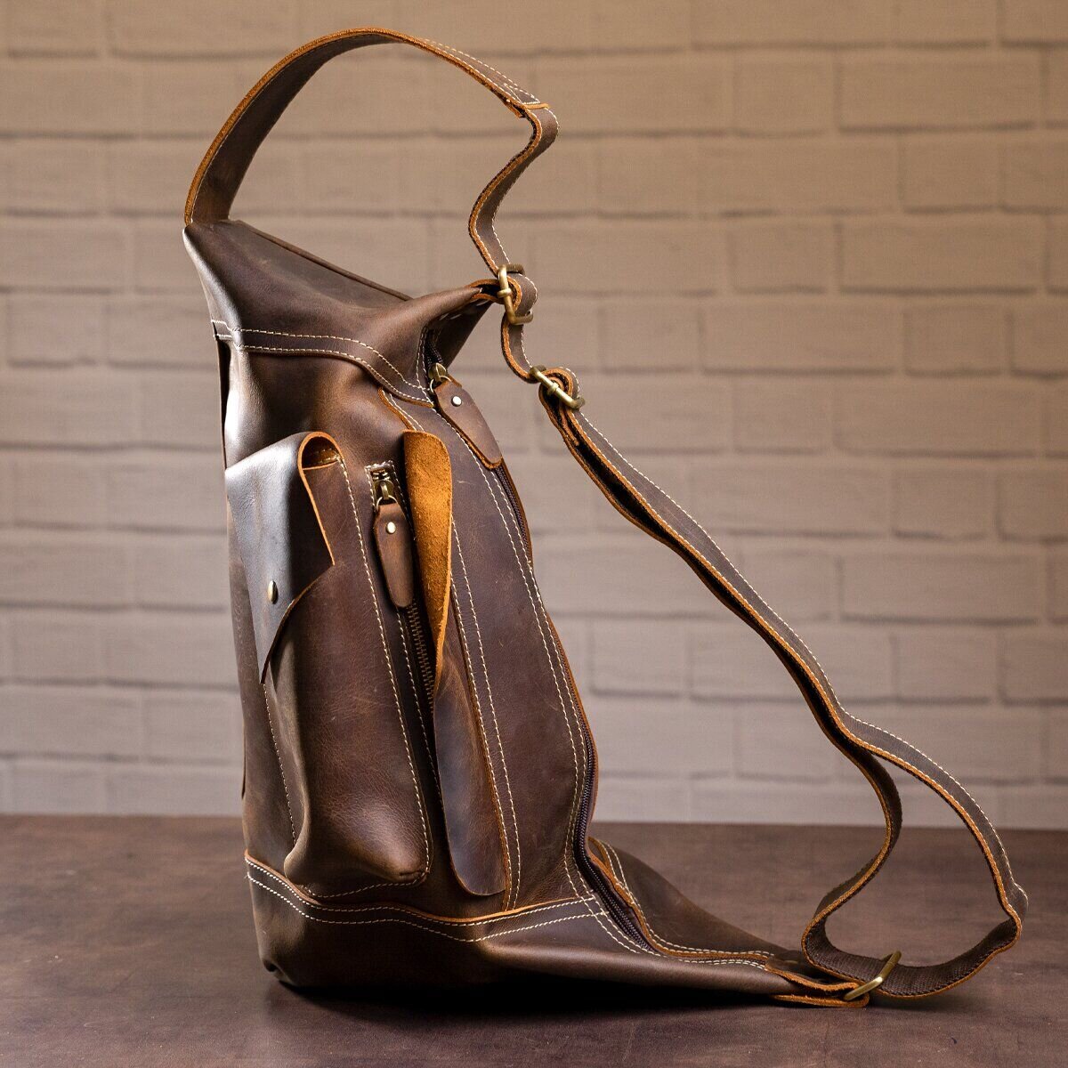 Чоловіча вінтажна сумка через плече Vintage Коричнева