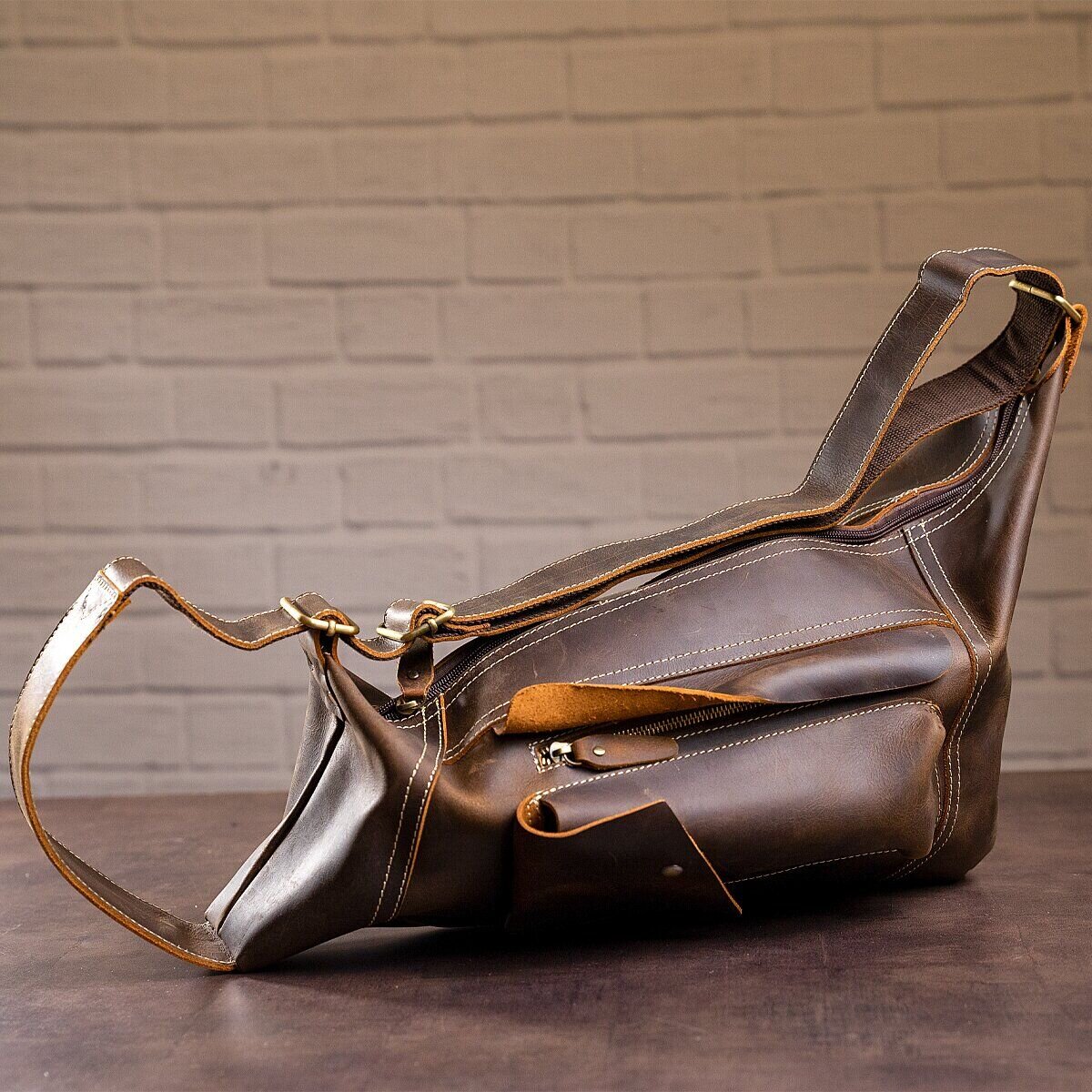 Чоловіча вінтажна сумка через плече Vintage Коричнева