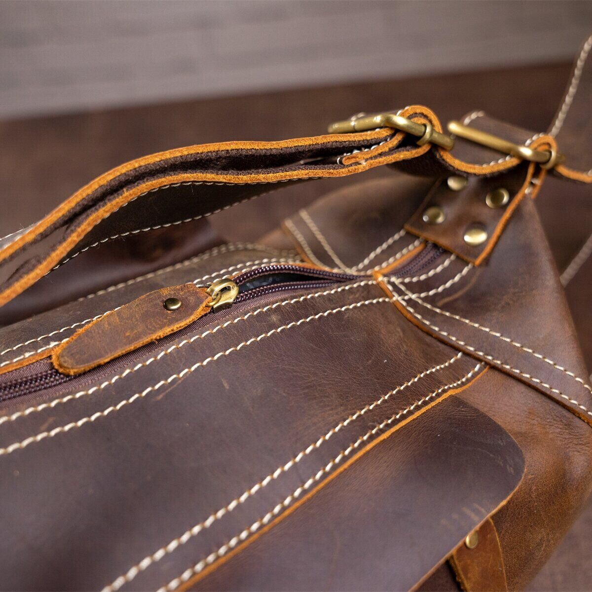 Чоловіча вінтажна сумка через плече Vintage Коричнева