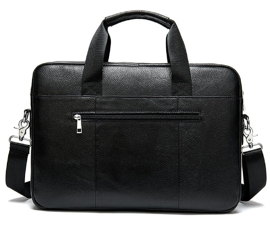 Ділова чоловіча сумка з зернистої шкіри Vintage Чорна