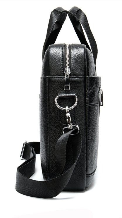 Ділова чоловіча сумка з зернистої шкіри Vintage Чорна