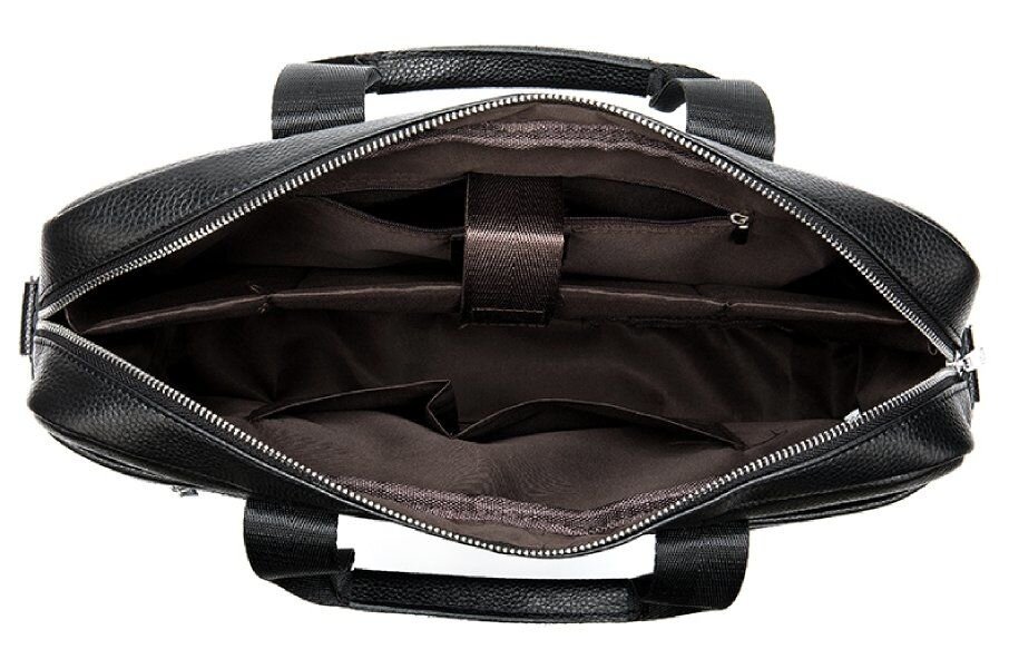 Ділова чоловіча сумка з зернистої шкіри Vintage Чорна