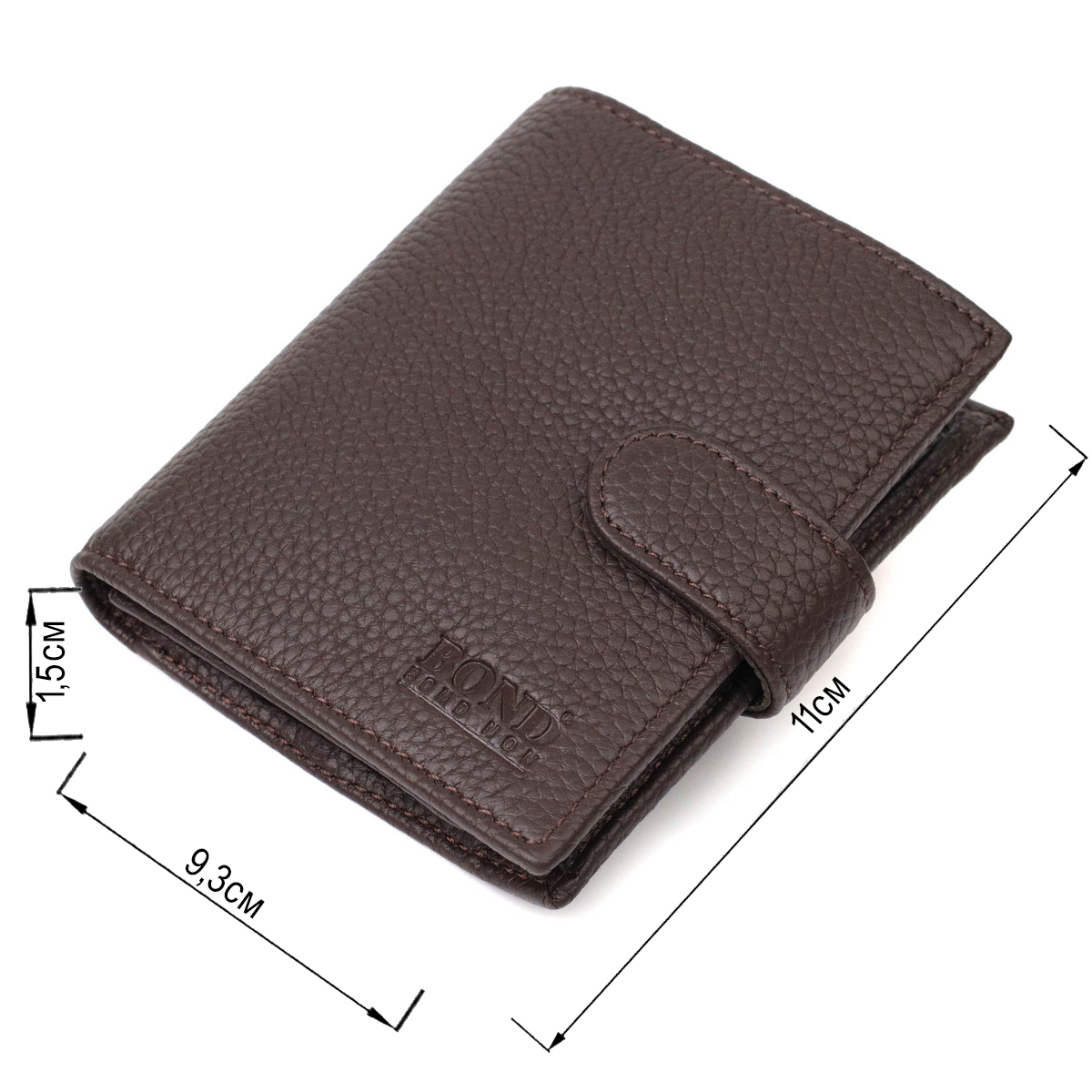 Компактный мужской вертикальный кошелек из натуральной кожи флотар BOND Коричневый