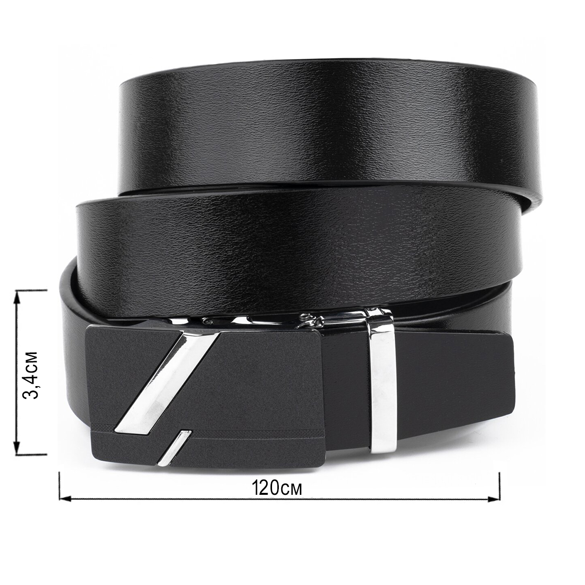 Ремінь чоловічий з чорною матовою пряжкою Vintage Чорний