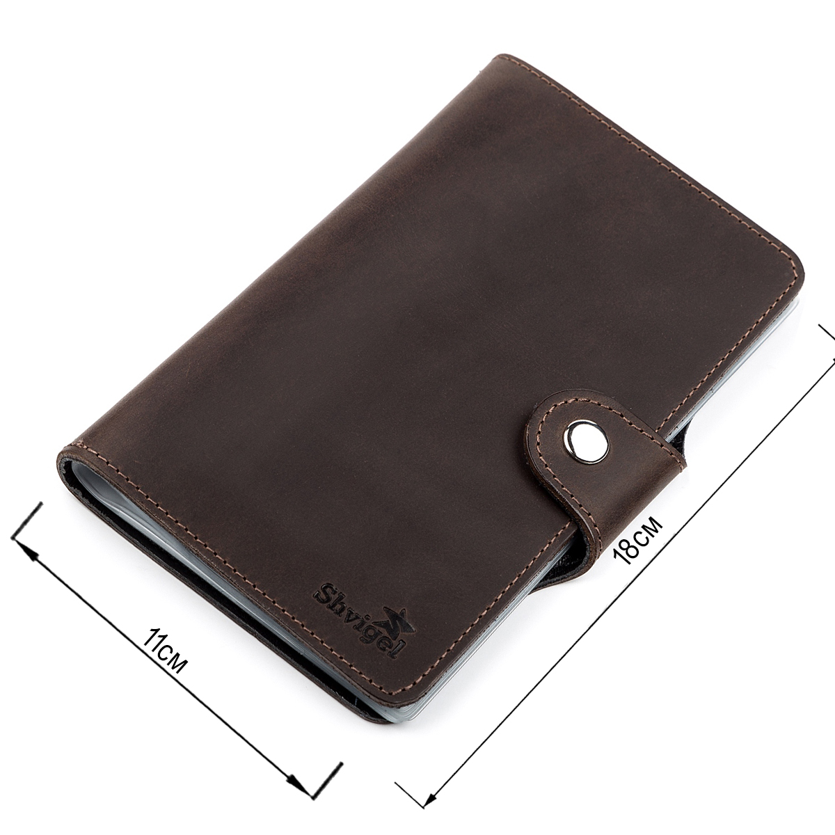 Визитница большая Shvigel кожаная Коричневая