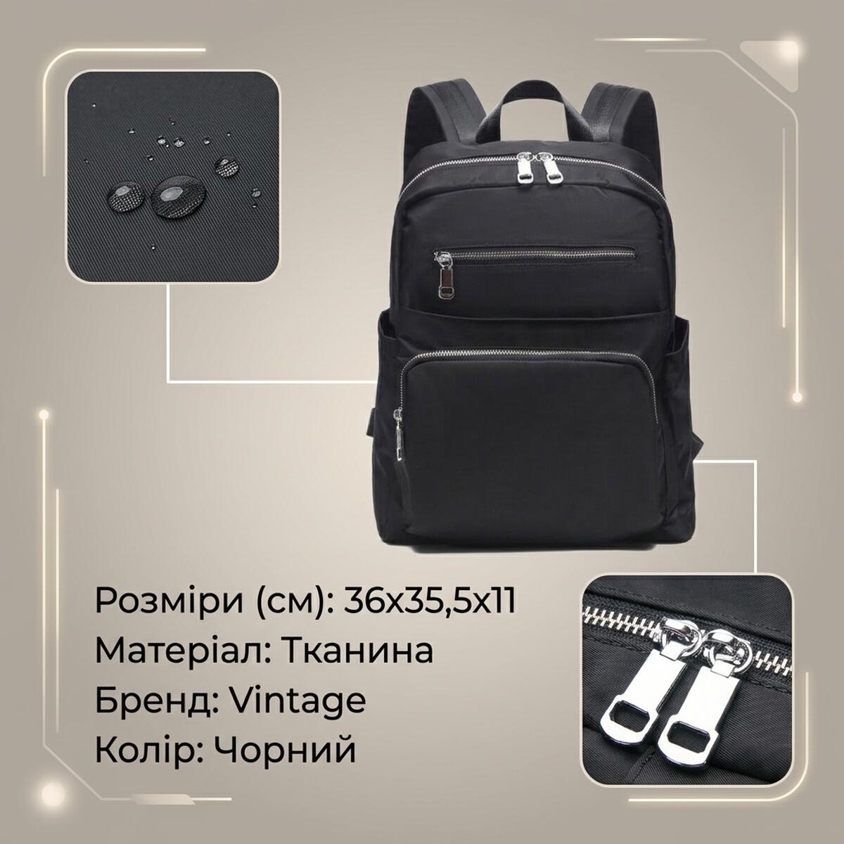 Рюкзак нейлоновий Vintage Чорний