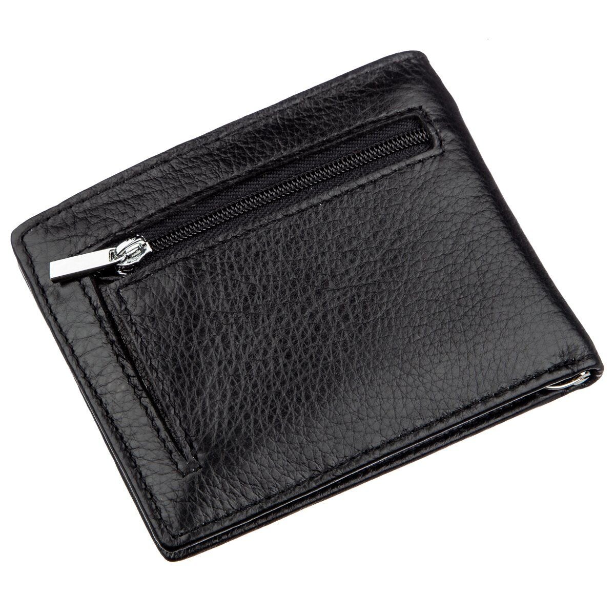 Компактный мужской кошелек с зажимом ST Leather Черный
