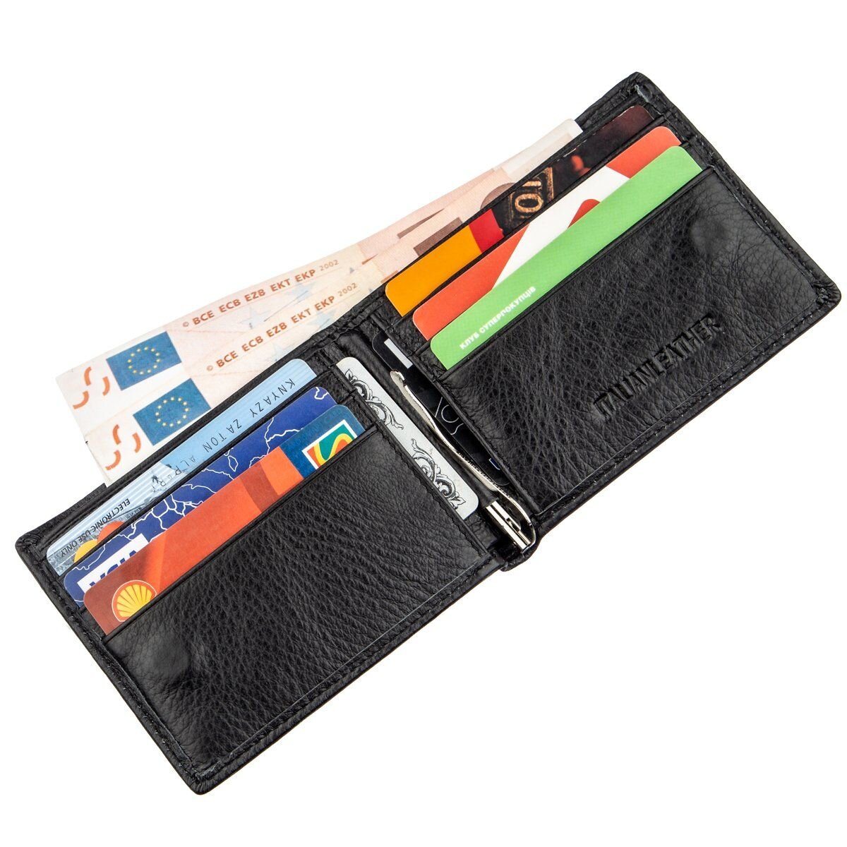 Компактный мужской кошелек с зажимом ST Leather Черный