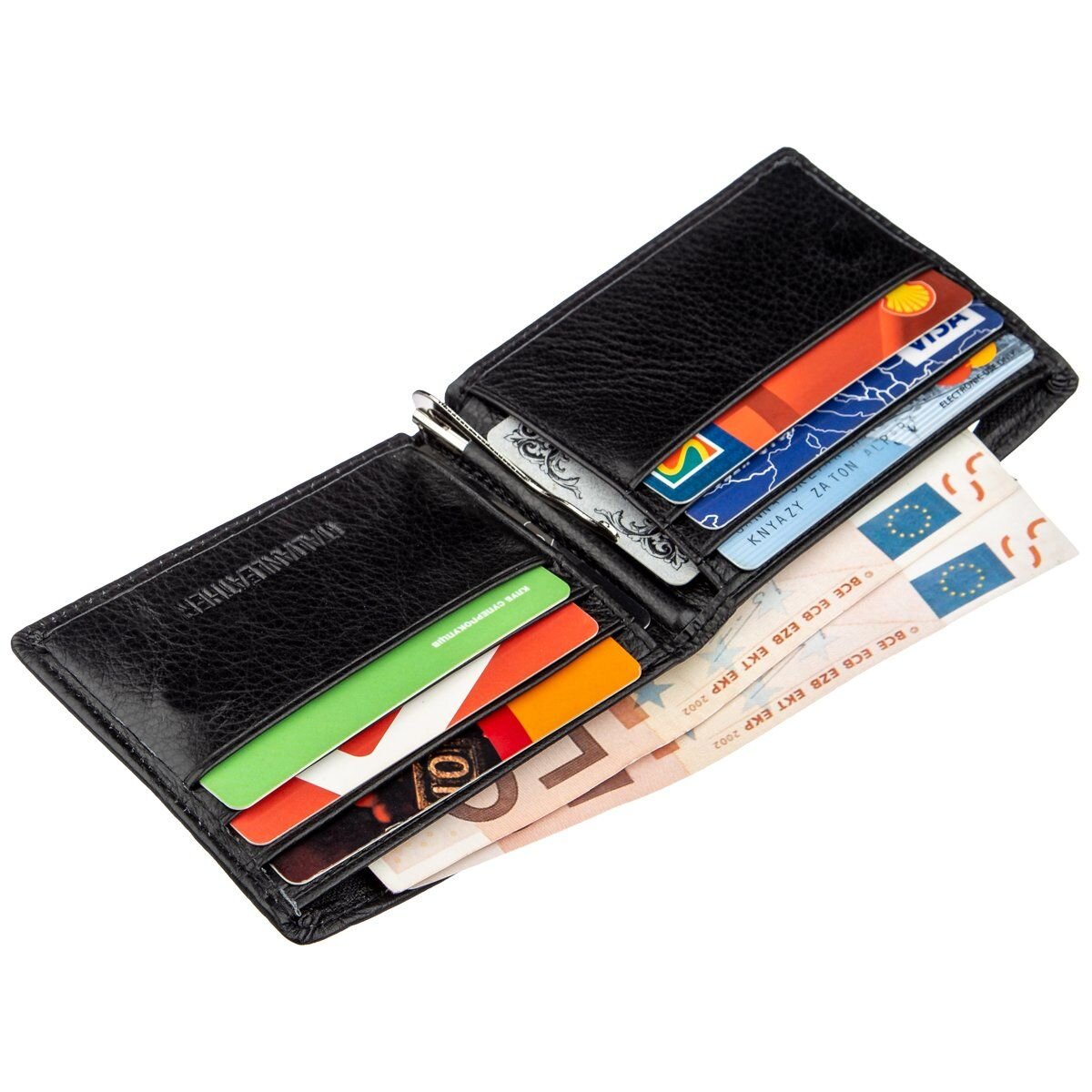 Компактный мужской кошелек с зажимом ST Leather Черный