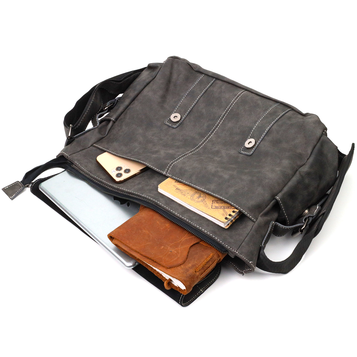 Містка чоловіча сумка зі шкірозамінника Vintage Сірий
