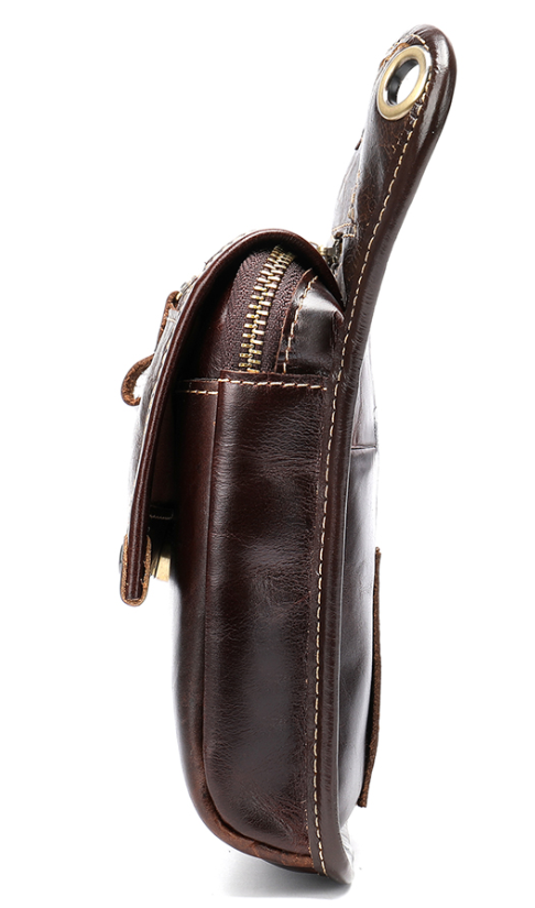 Сумка-барсетка на пояс мужская кожаная Vintage Коричневая