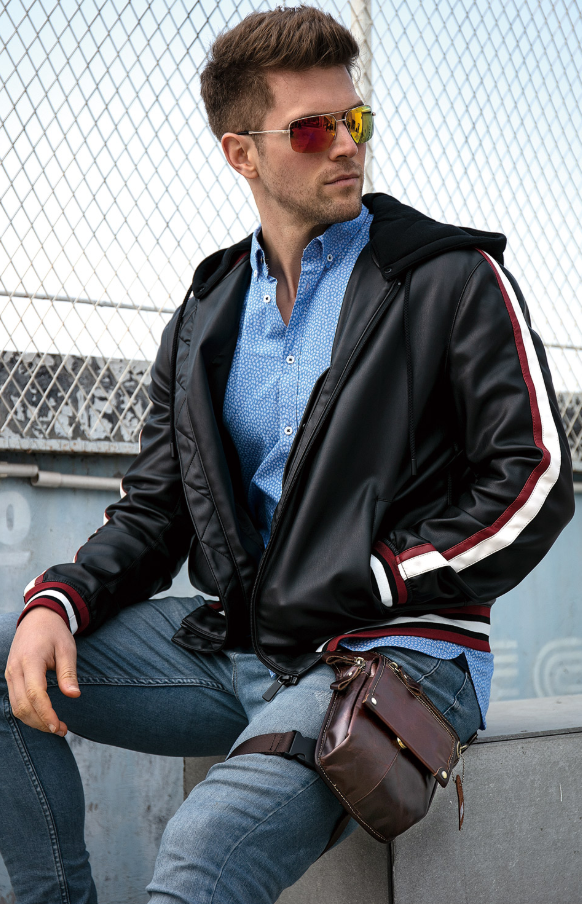 Сумка-барсетка на пояс мужская кожаная Vintage Коричневая