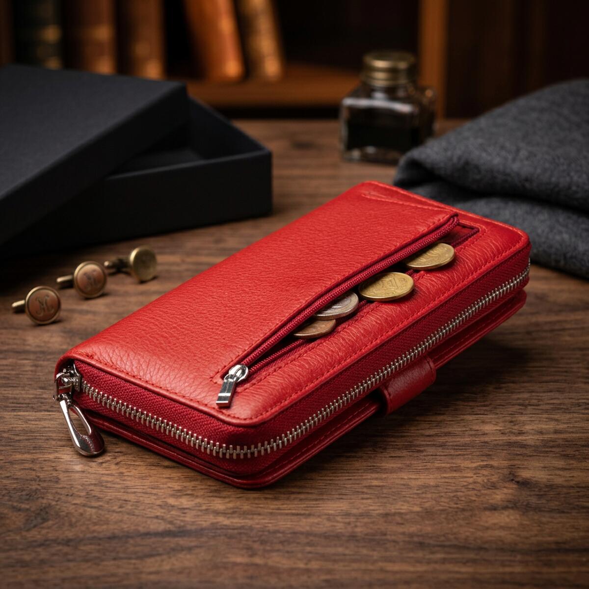 Жіночий шкіряний гаманець для карток та купюр ST Leather Червоний