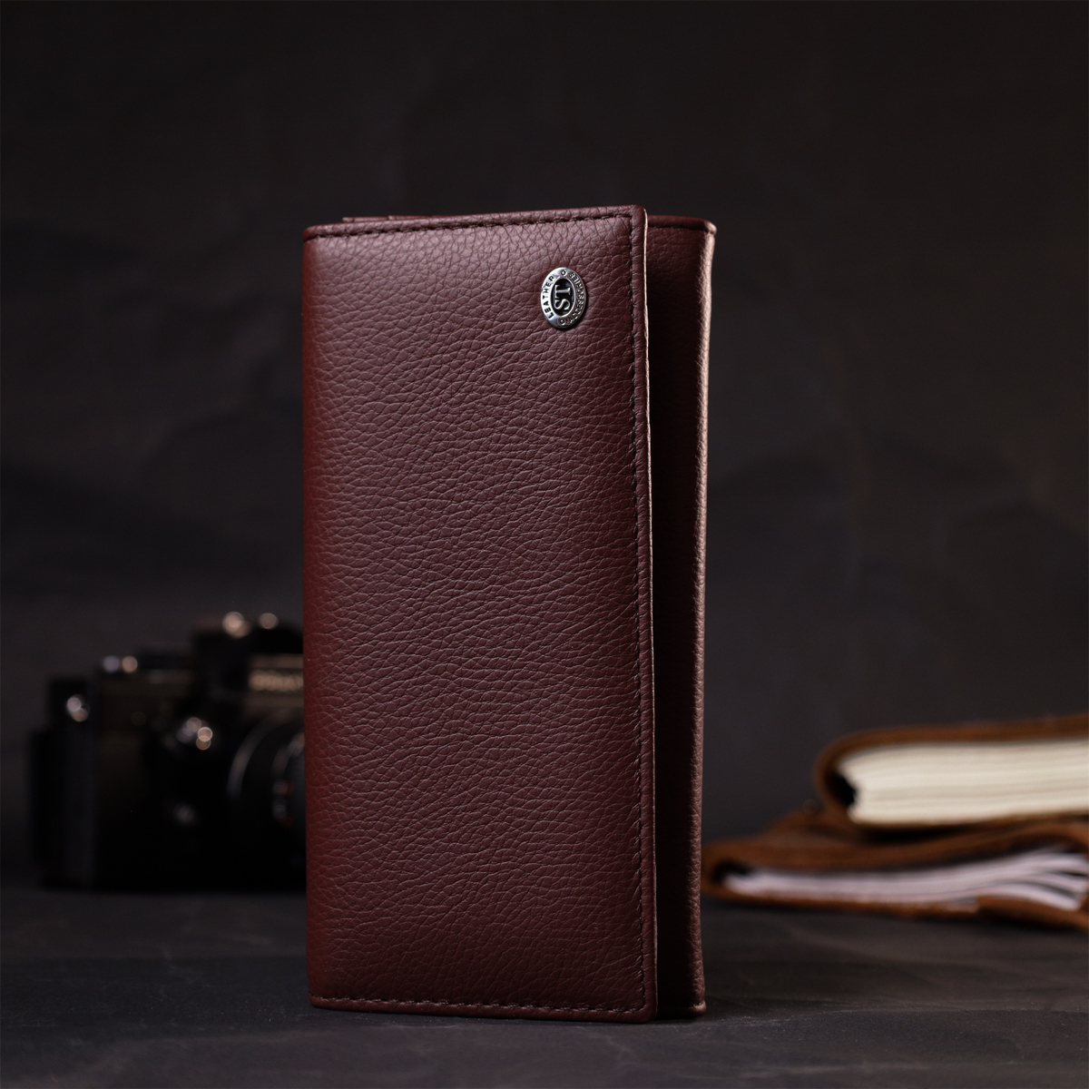 Практичний та жіночний гаманець із натуральної шкіри ST Leather Бордовий