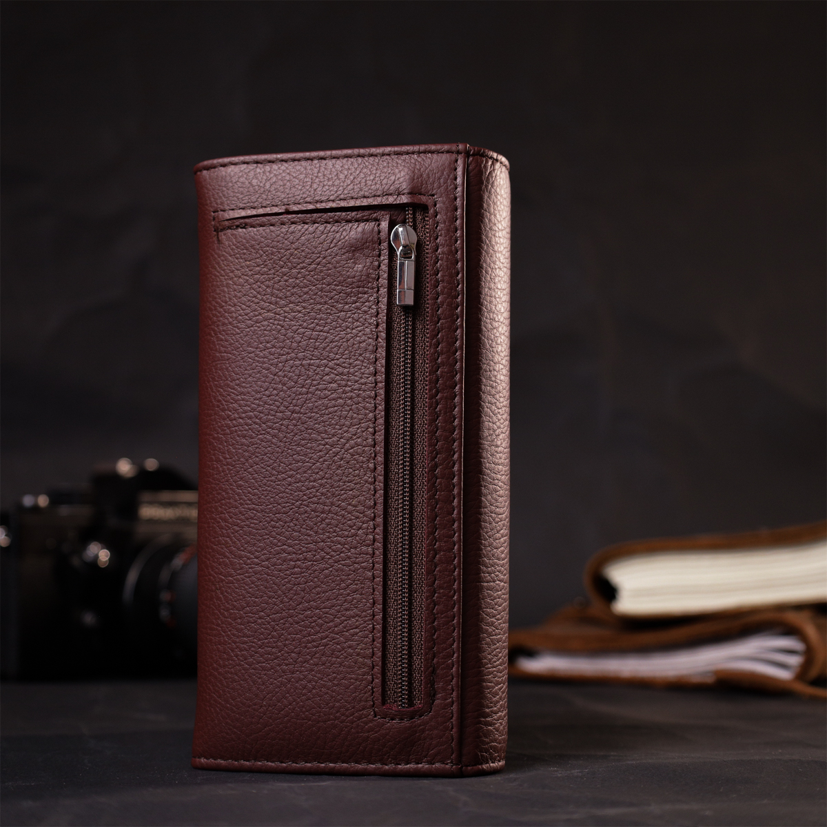 Практичний та жіночний гаманець із натуральної шкіри ST Leather Бордовий