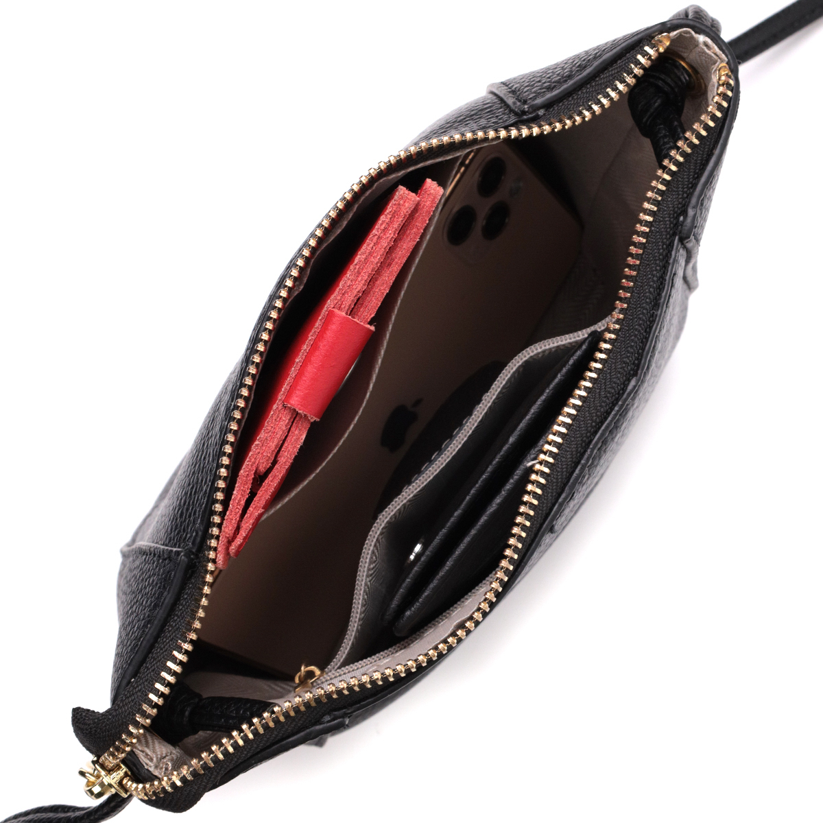 Маленькая сумка через плечо из натуральной кожи Vintage Черный