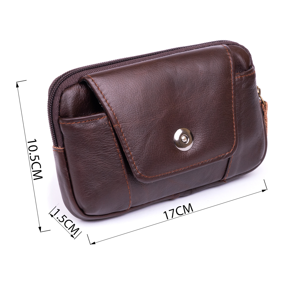 Горизонтальная барсетка на ремень брюк кожаная Vintage Коричневая