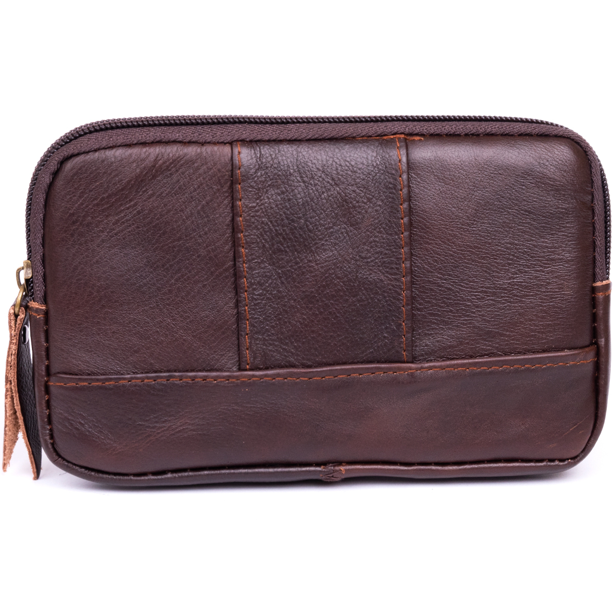 Горизонтальная барсетка на ремень брюк кожаная Vintage Коричневая