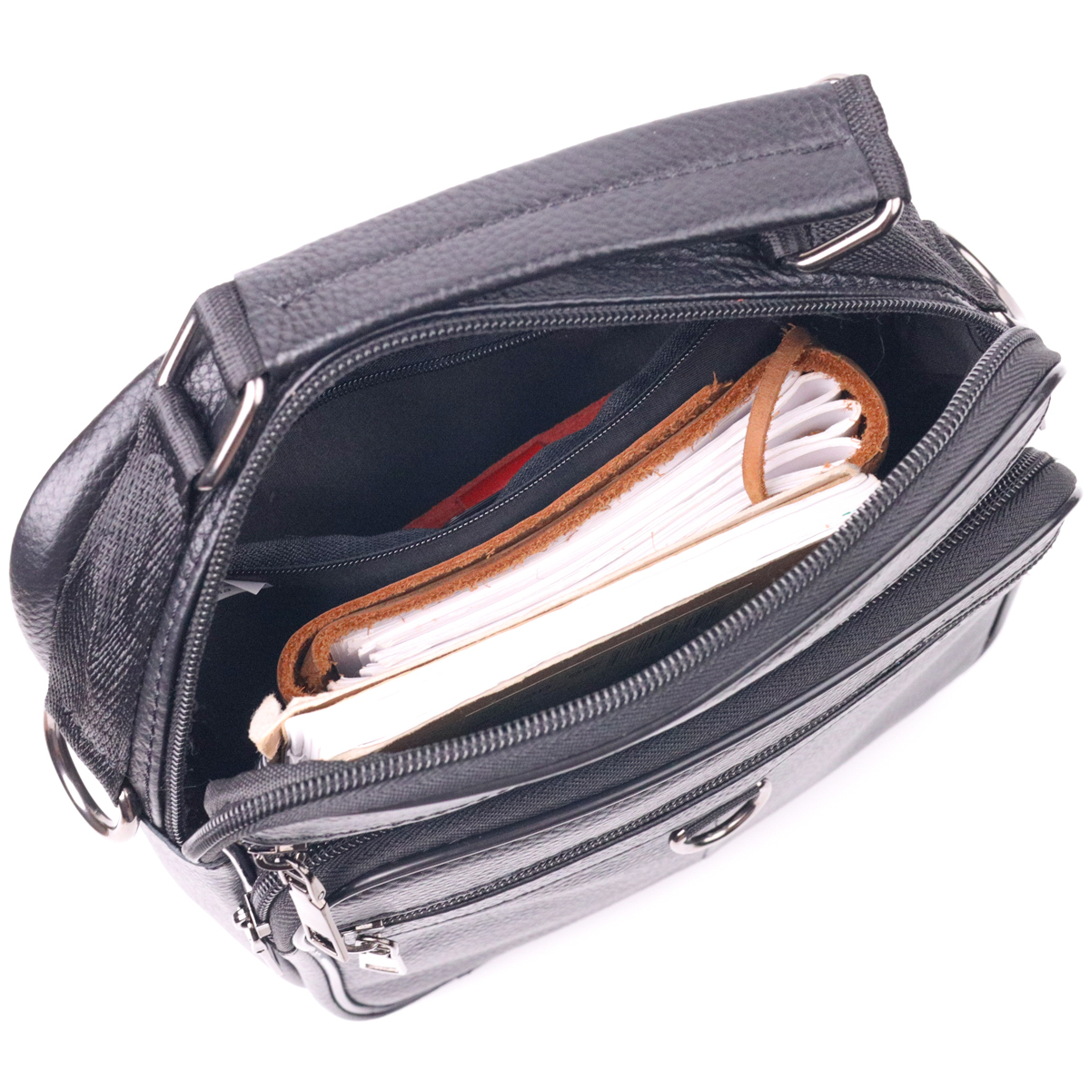 Якісна чоловіча сумка з натуральної шкіри Vintage Чорна