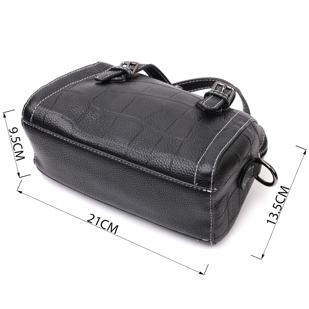 Миниатюрная женская сумка с двумя ручками из натуральной кожи Vintage Черная