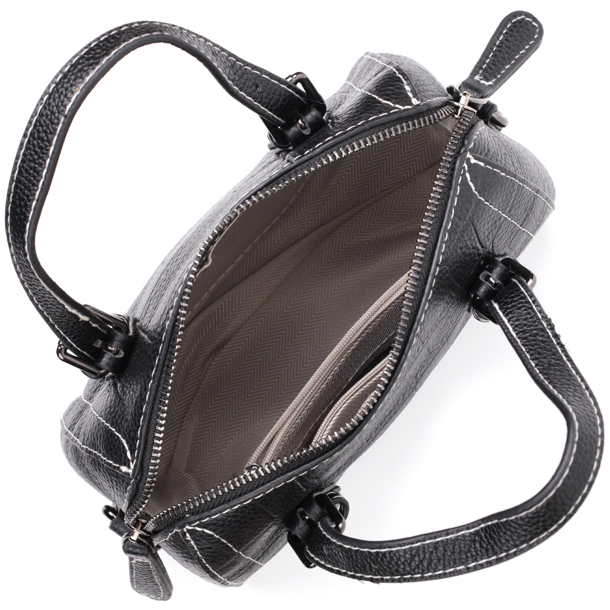 Миниатюрная женская сумка с двумя ручками из натуральной кожи Vintage Черная