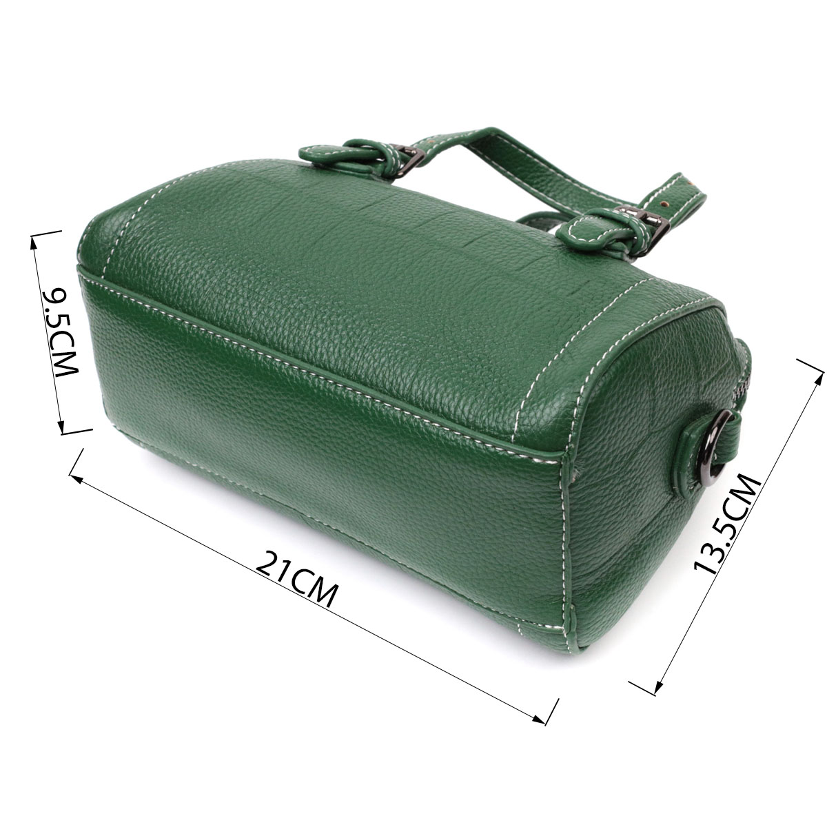 Небольшая женская сумка с двумя ручками из натуральной кожи Vintage Зеленая