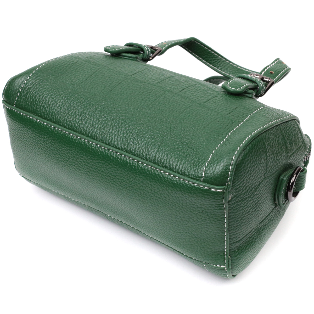 Небольшая женская сумка с двумя ручками из натуральной кожи Vintage Зеленая