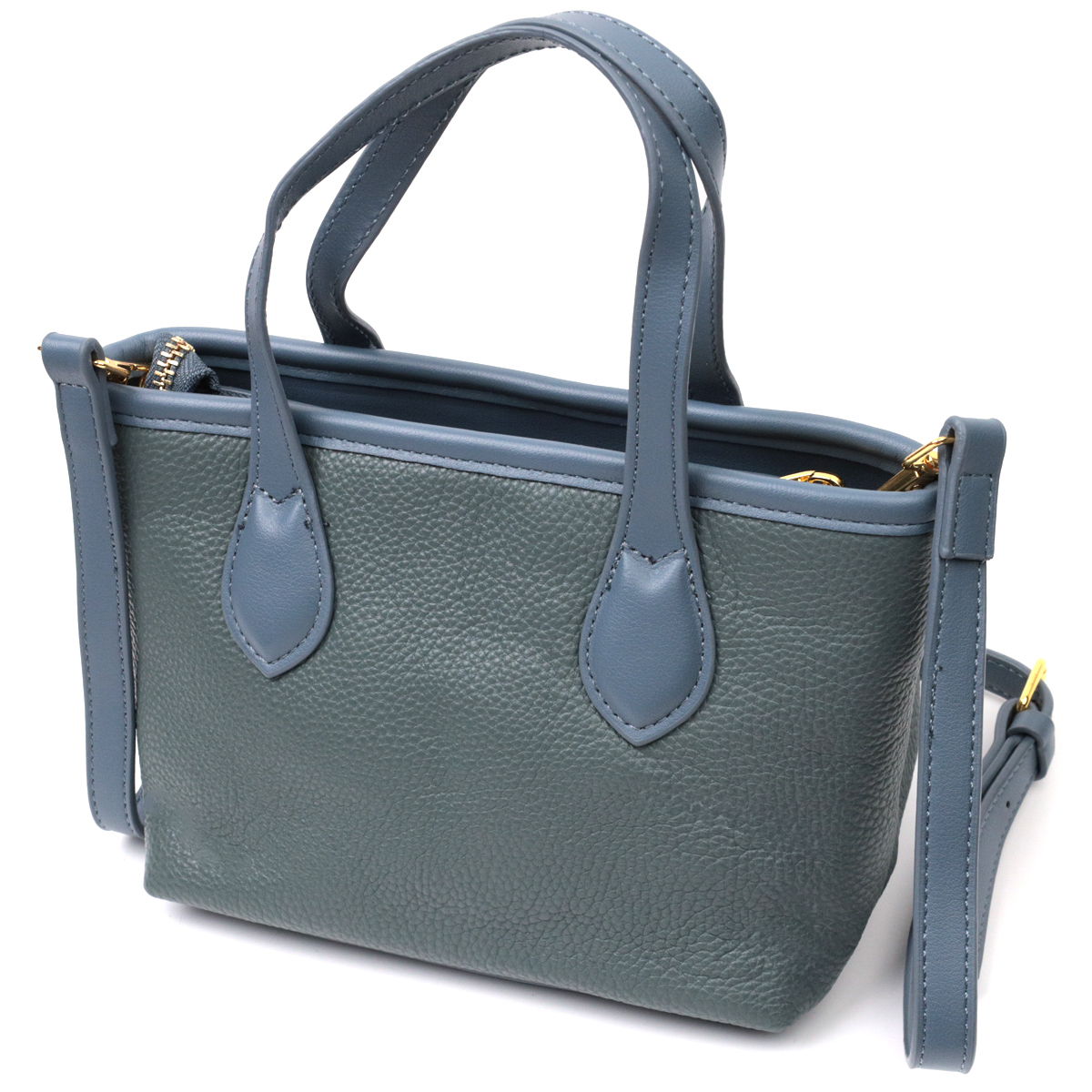 Елегантна сумка з двома ручками з натуральної шкіри Vintage Блакитна