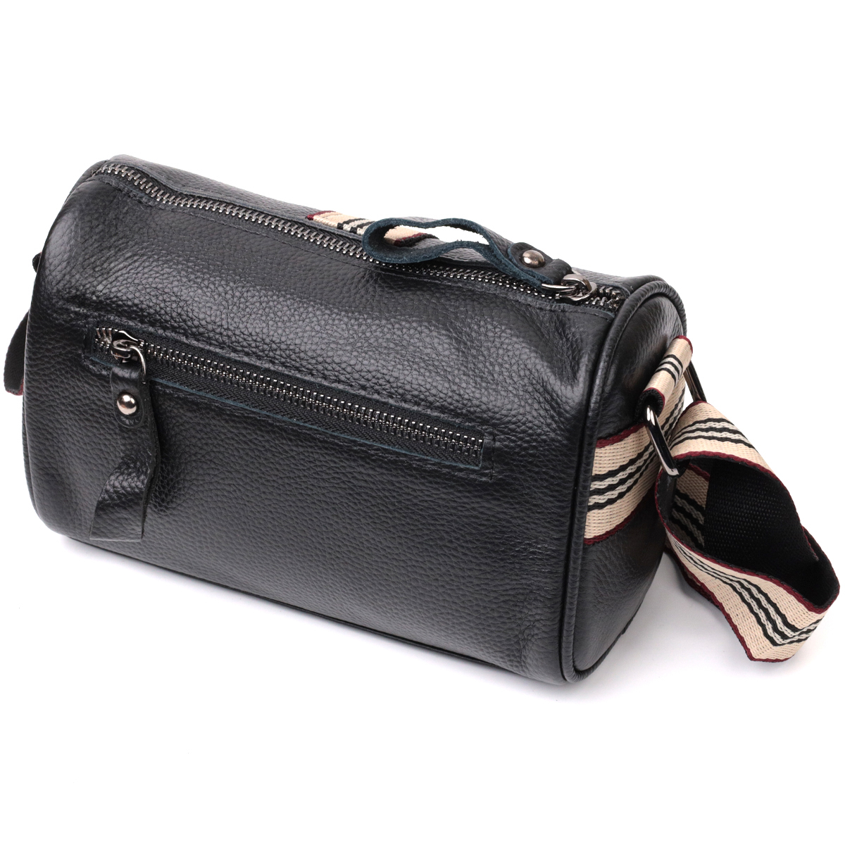 Оригінальна сумка для жінок з акцентом посередині з натуральної шкіри Vintage Чорна