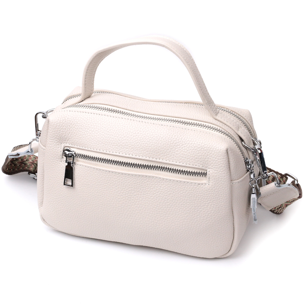 Жіноча прямокутна сумка на два відділення з натуральної шкіри Vintage Біла