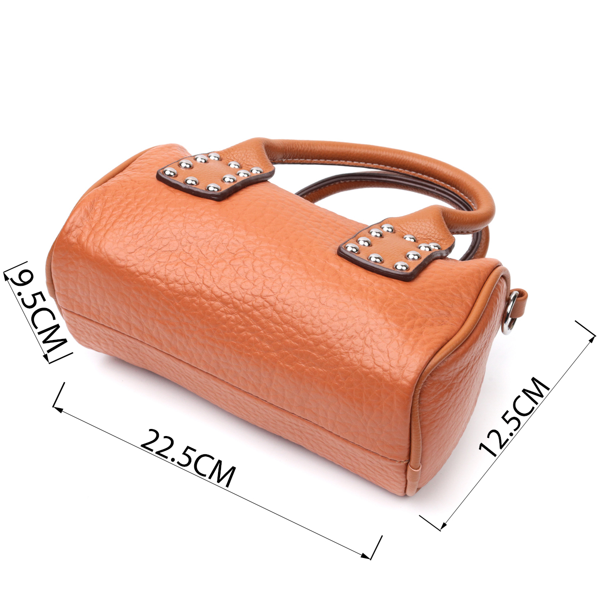 Жіноча сумка з металевими акцентами на ручках з натуральної шкіри Vintage Коричнева