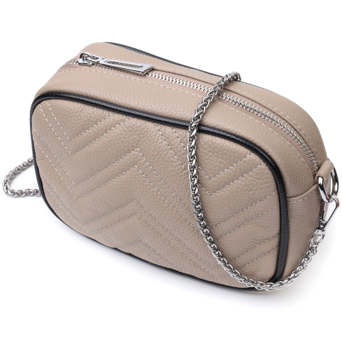 Жіноча вечірня сумка на ланцюжці з натуральної шкіри Vintage Бежева