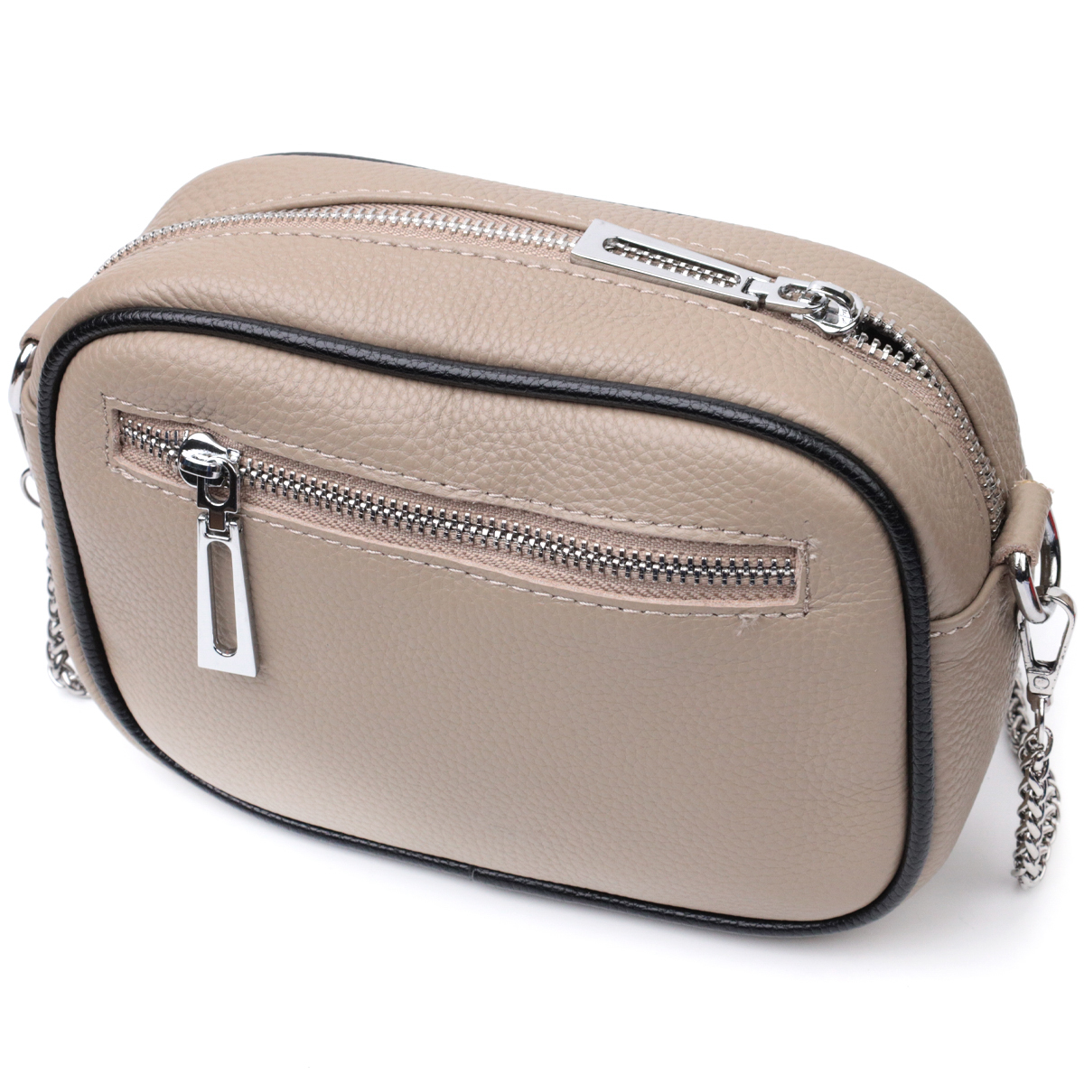 Жіноча вечірня сумка на ланцюжці з натуральної шкіри Vintage Бежева