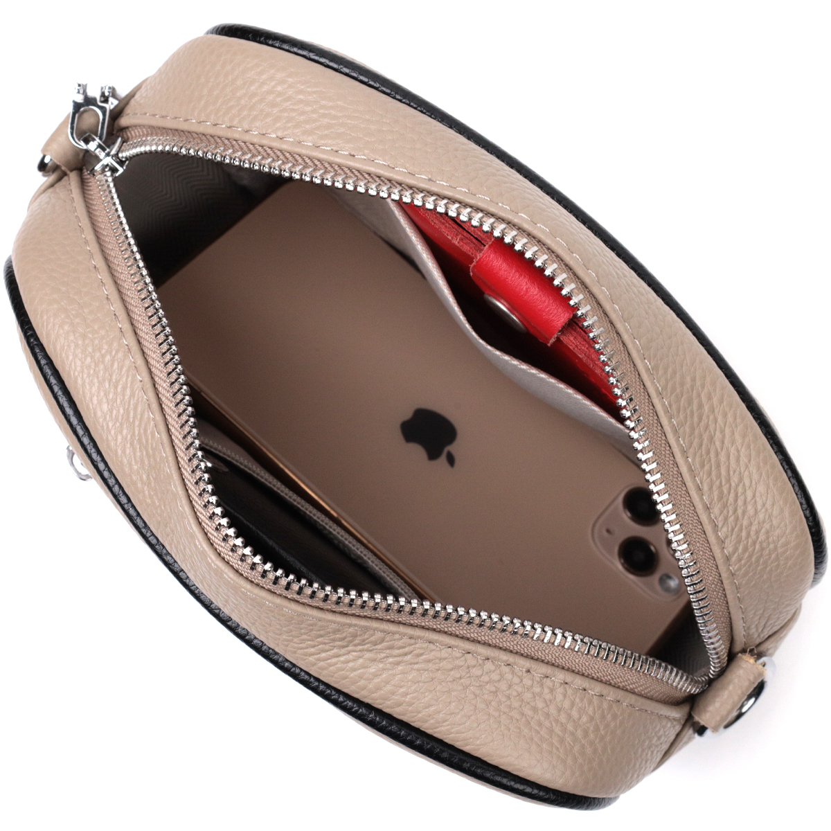 Жіноча вечірня сумка на ланцюжці з натуральної шкіри Vintage Бежева