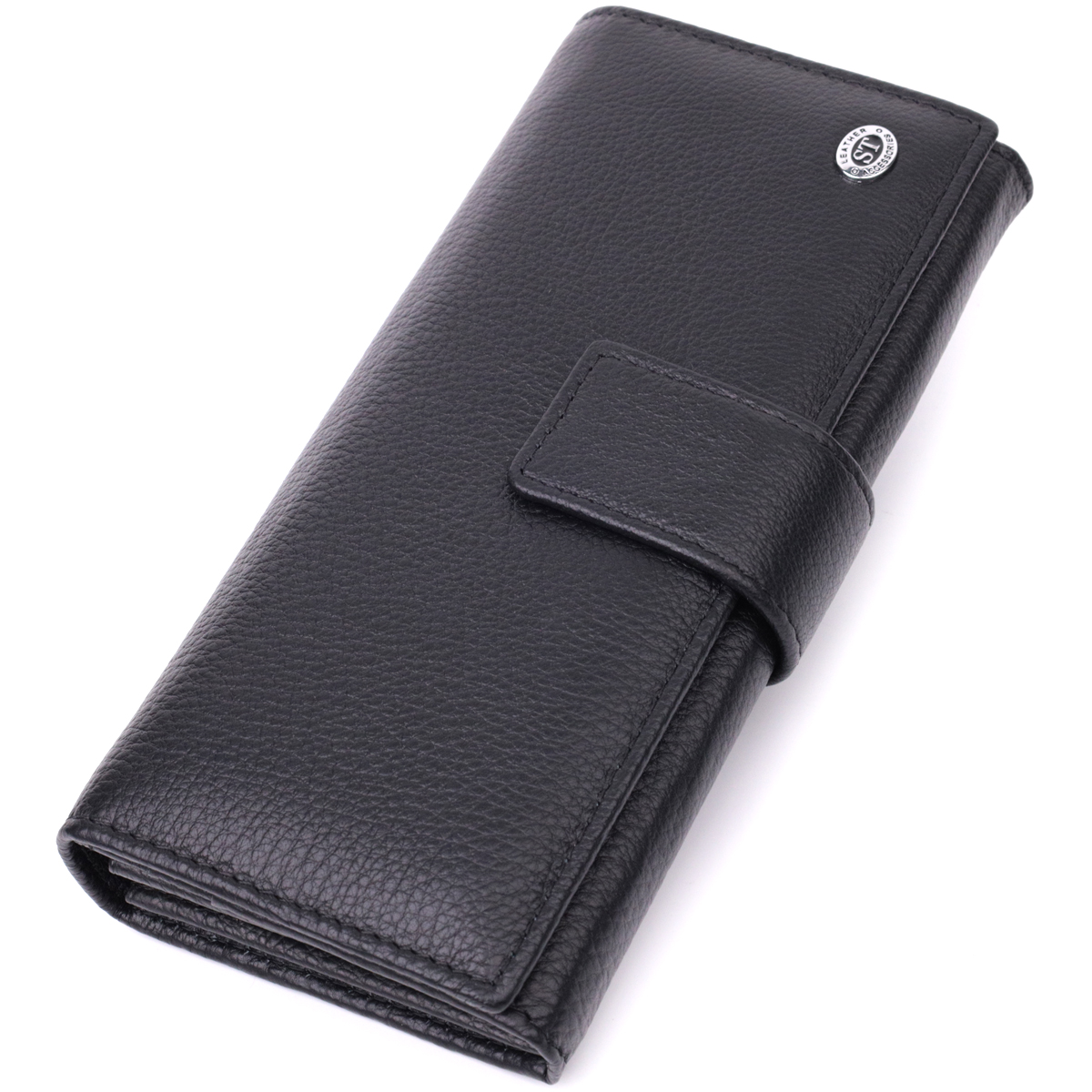 Жіночий шкіряний гаманець для карток купюр та монет ST Leather Чорний