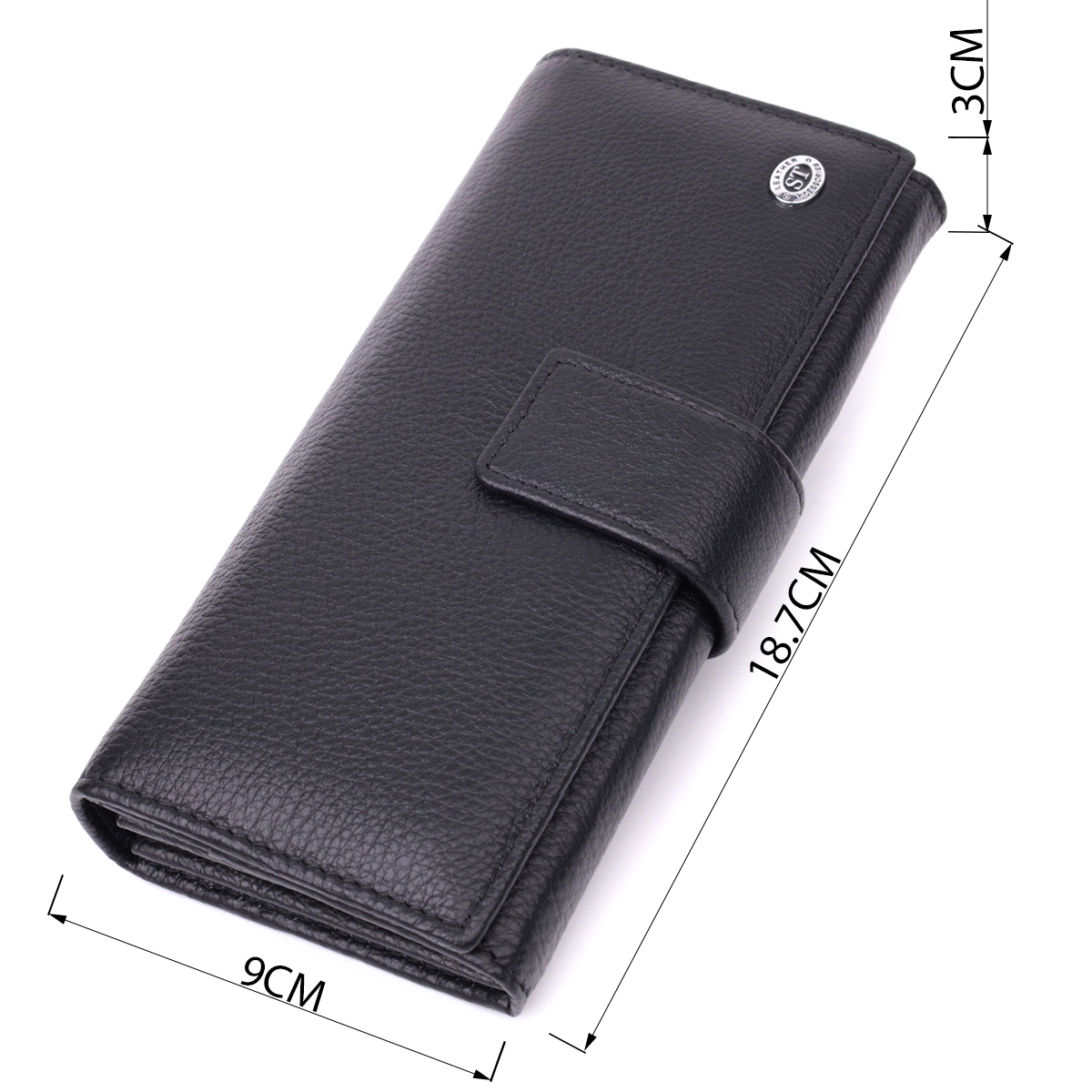 Жіночий шкіряний гаманець для карток купюр та монет ST Leather Чорний
