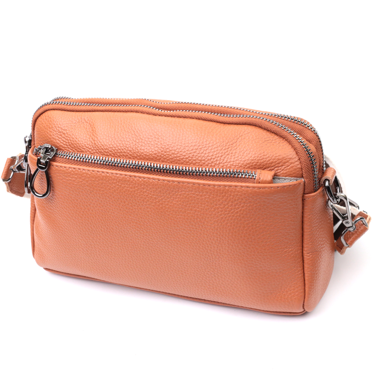 Вместительная сумка для женщин с карманами из натуральной кожи Vintage Коричневая