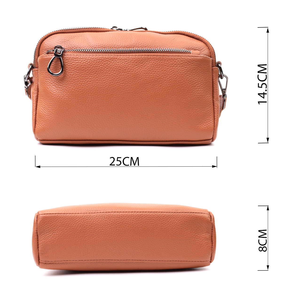 Вместительная сумка для женщин с карманами из натуральной кожи Vintage Коричневая